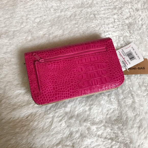 Buxton Pink Faux Alligator Mini Bag Satchel Wallet - Picture 5 of 7